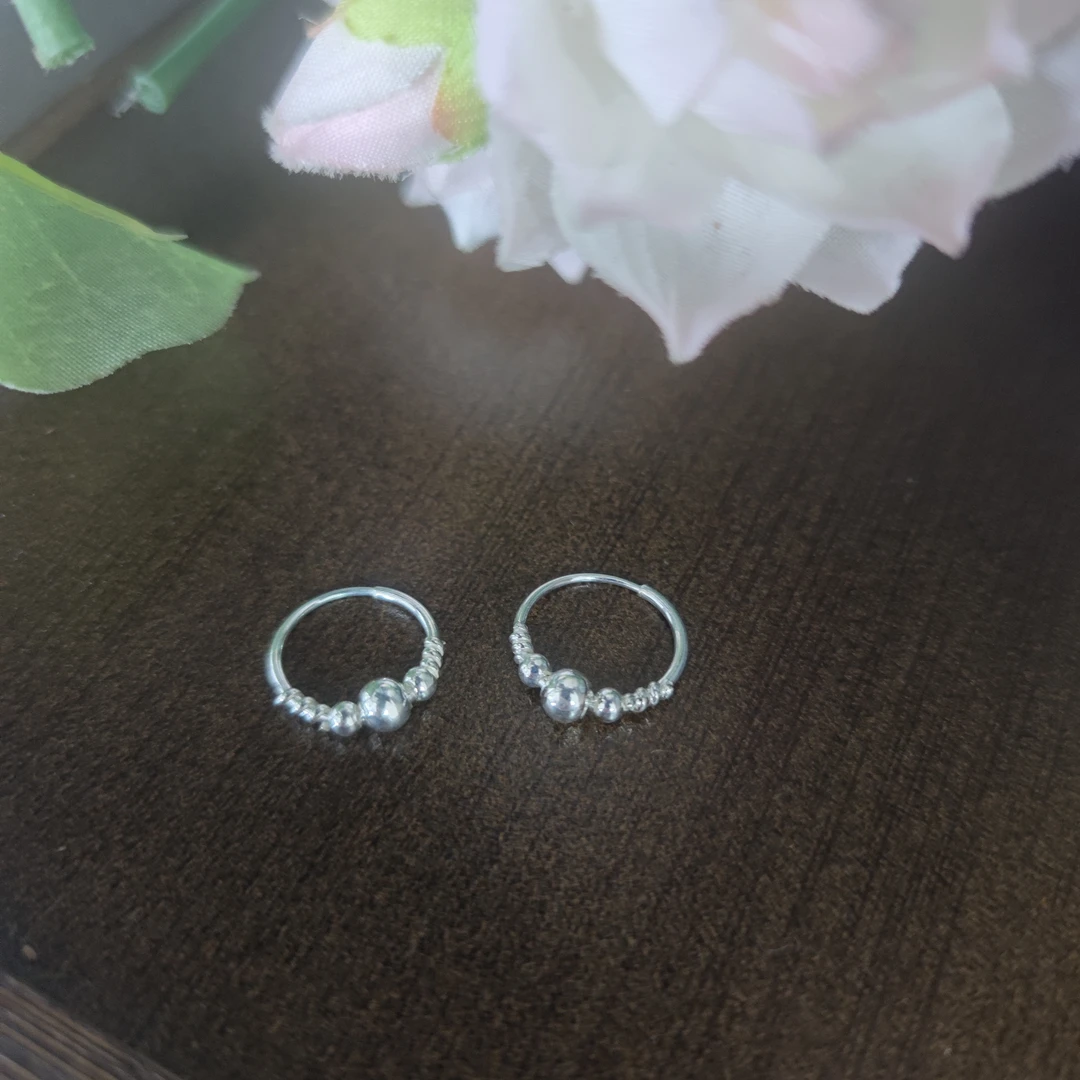 足银耳饰 银艺绣 足银耳饰 【转运珠耳环】简款耳圈