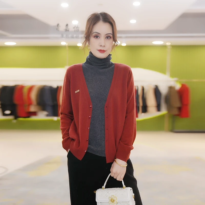 【香嘉怡新品】XJYD2706女士上衣绵羊毛2024早秋新款韩版网红款