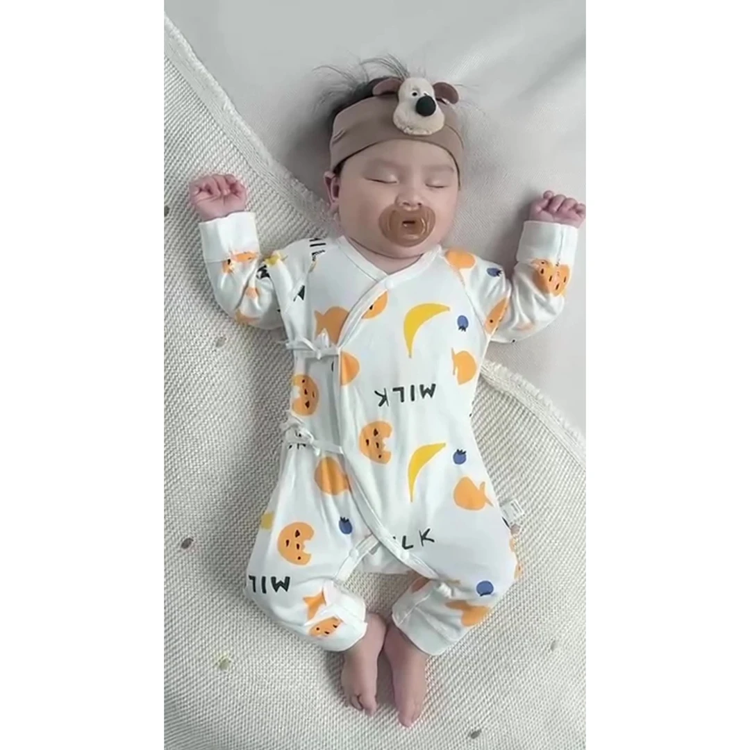 婴儿纯棉连体衣四季新生儿哈衣新款宝宝纯棉护肚包屁衣薄款蝴蝶衣