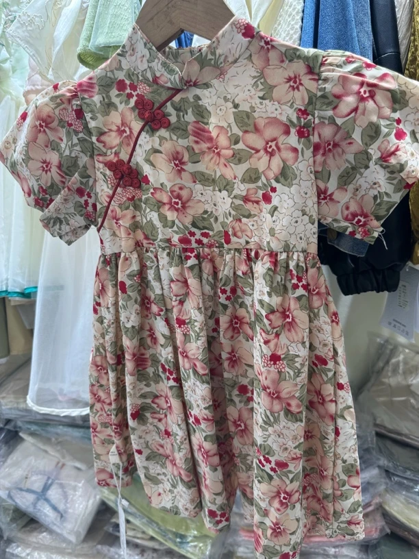 2024儿童旗袍民族风碎花时尚夏季连衣裙