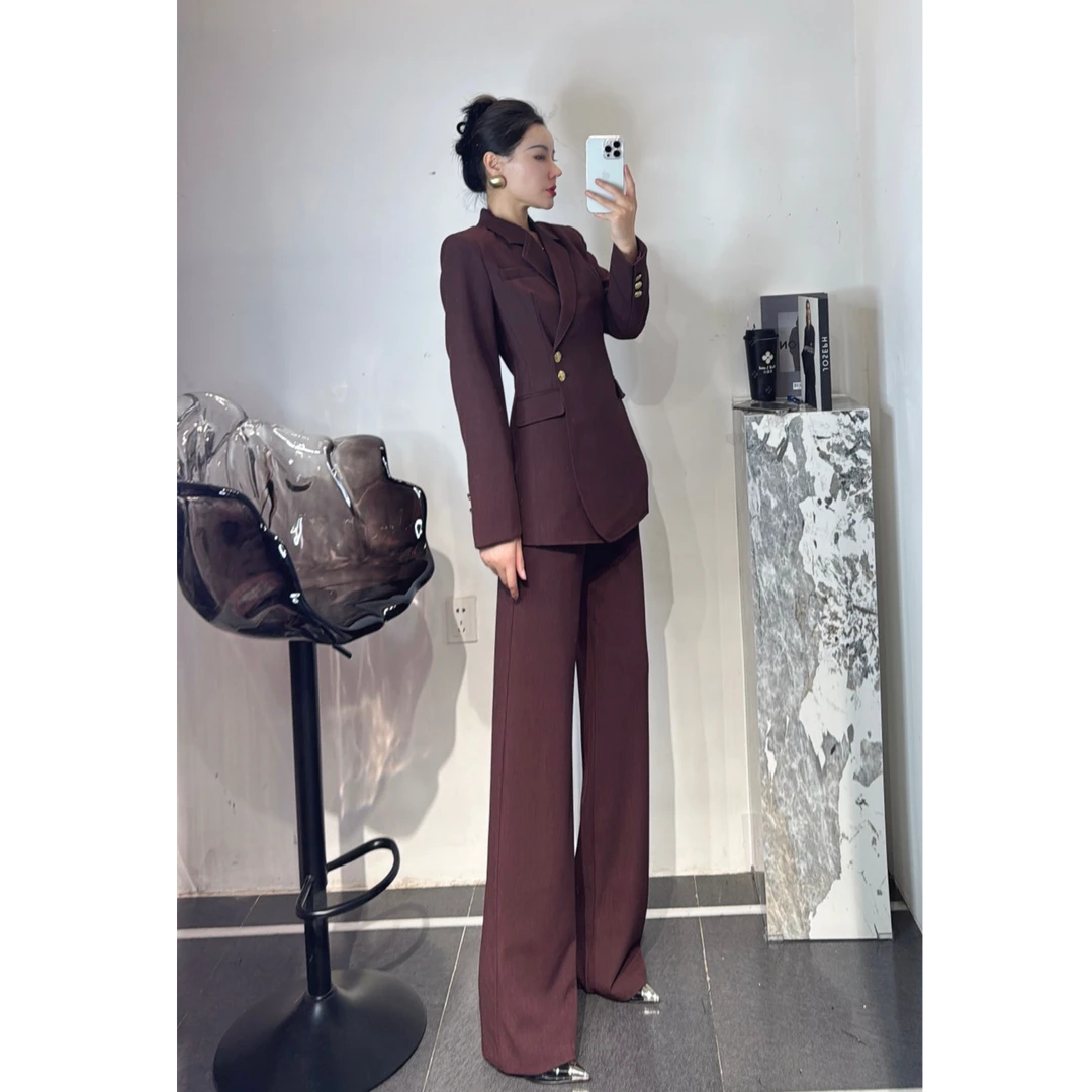 高级感职业通勤西服套装小众设计秋冬复古气质修身显瘦西装外套女