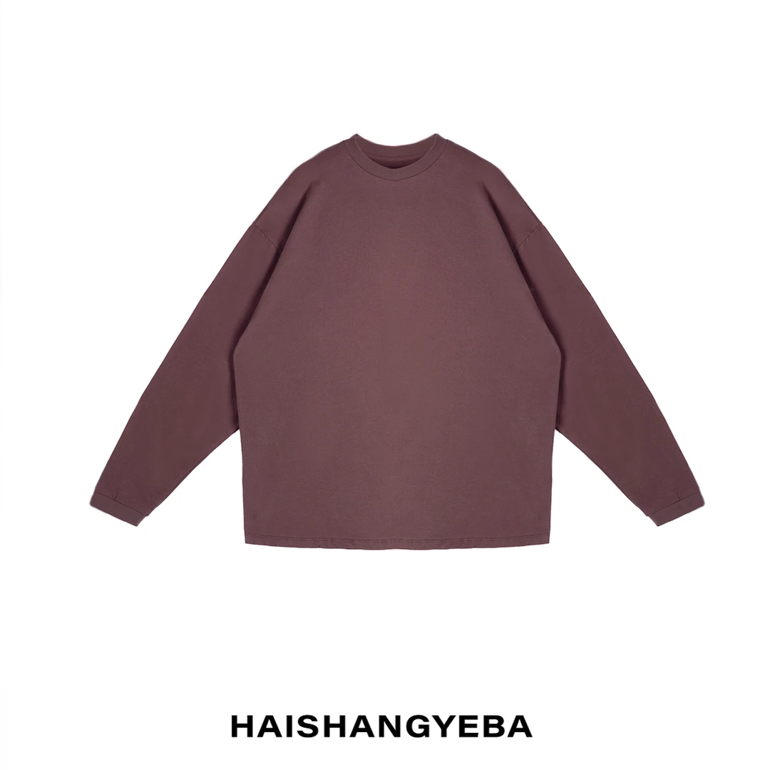 【海上叶爸】新款2023秋冬百搭棉圆领宽松男女同款长袖大T恤