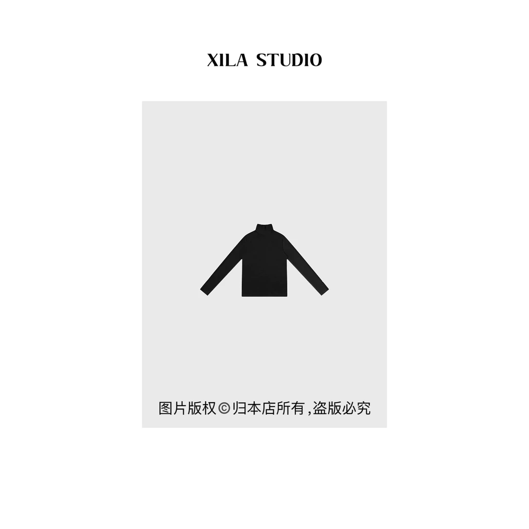 【XILA】绵羊毛天丝超舒适螺感百搭小高领多色T恤