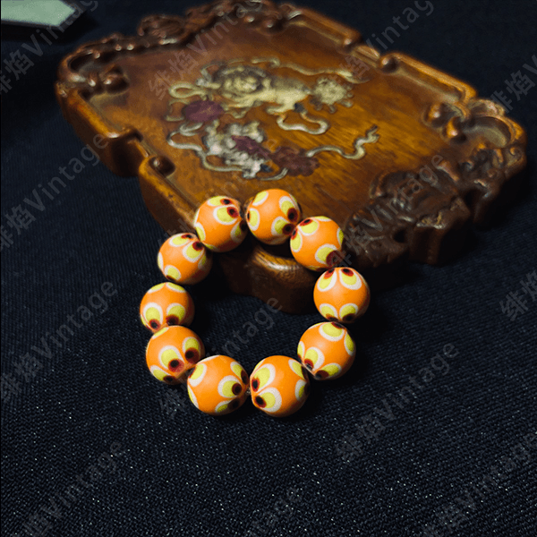 铜合金玻璃手链 0026绯焰vintage复古琉璃手链