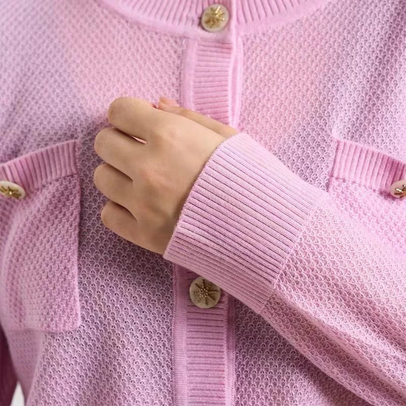 春夏季纯色薄款上衣女长袖针织开衫外套百搭