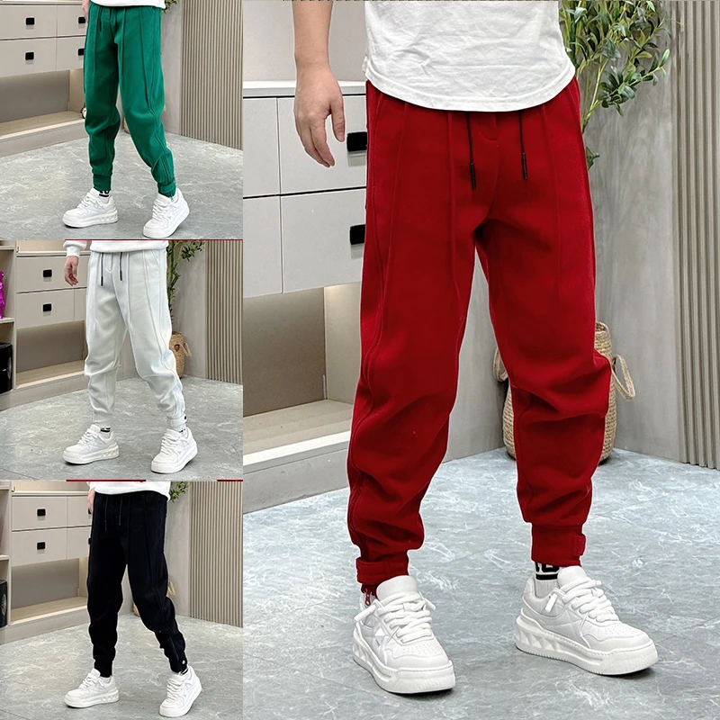 运动休闲裤男潮牌秋冬新款韩版潮流松紧腰织带小脚束脚九分裤子男