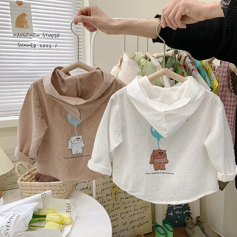 儿童洋气连帽衫男女童卡通衬衫外套宝宝韩版休闲长袖上衣宝宝童装