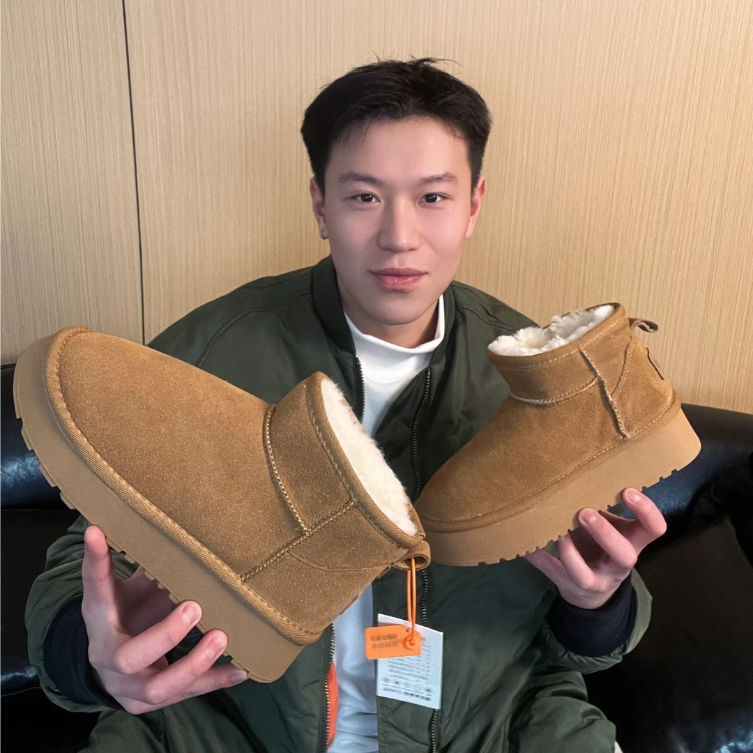 2024短筒雪地靴厚底休闲百搭经典真皮真毛雪地靴-木头补单F6699