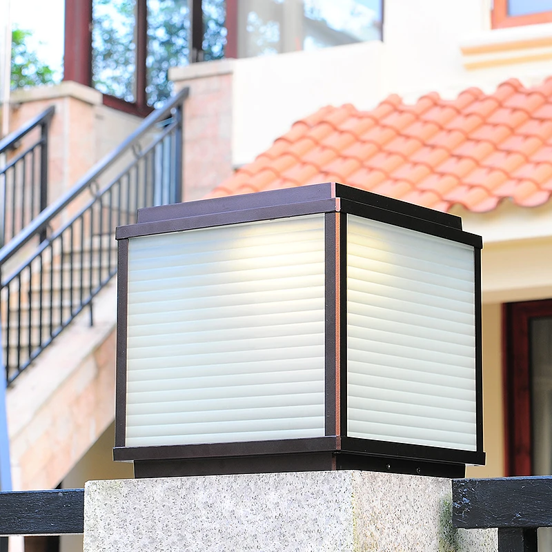 平顶太阳能庭院柱头灯现代简约风格防水别墅大门口门柱子灯围墙灯