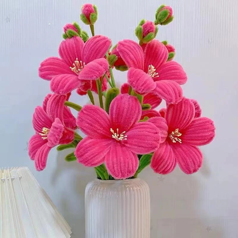 创意手工diy芙蓉花花束材料包加密特密毛绒条扭扭棒编织扭扭花朵