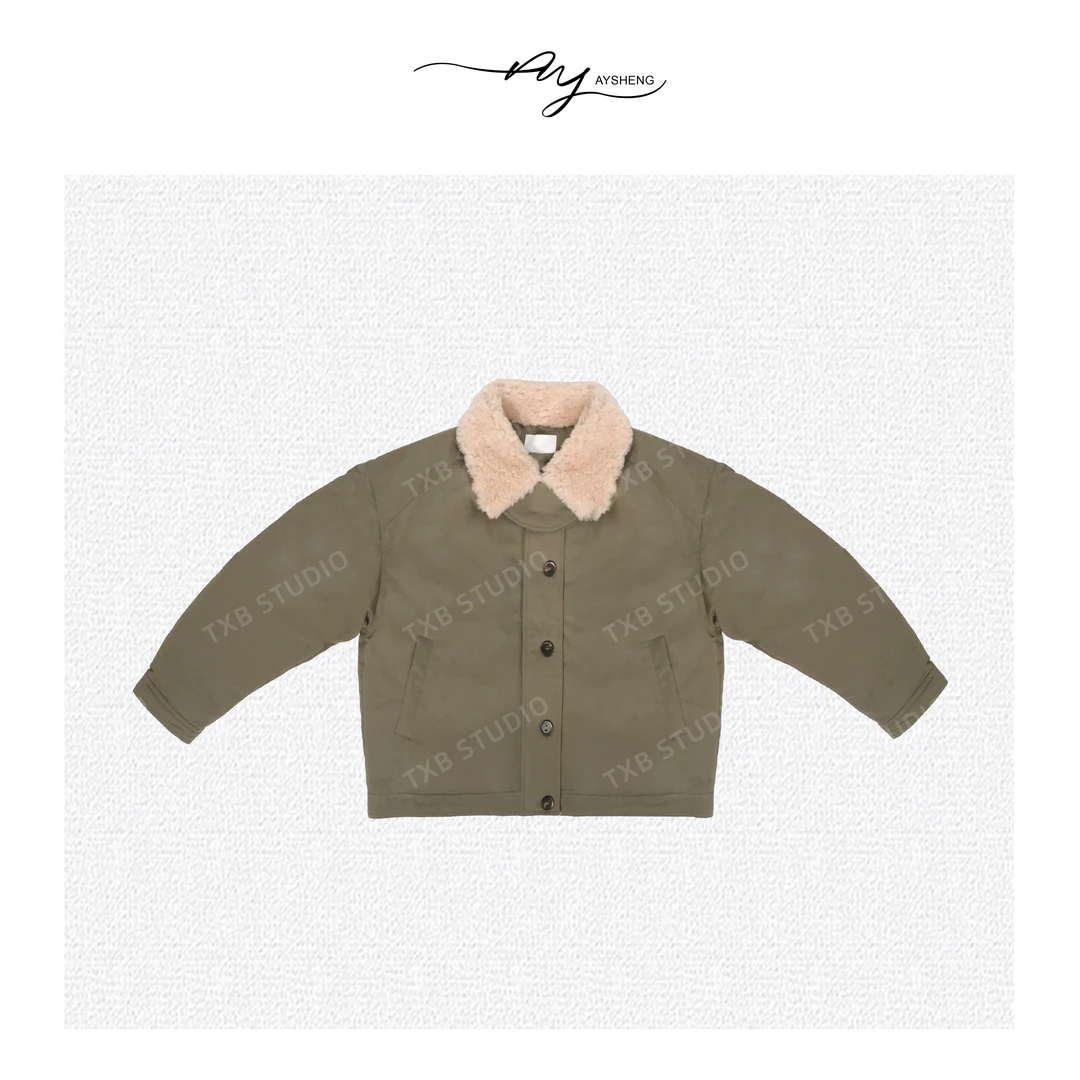 TXB “夹克羊”国标90白鸭绒舒适棉毛领短款夹克羽绒服XB-6688