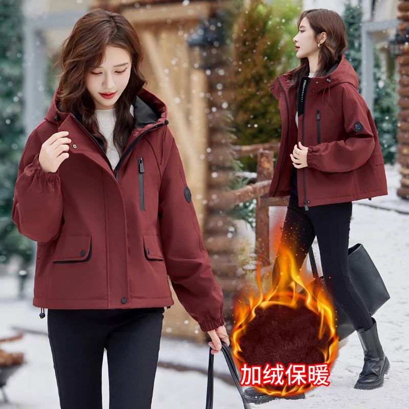 2024年冬季新款短款百搭加绒棉袄派克服棉衣棉服小个子冲锋衣外套