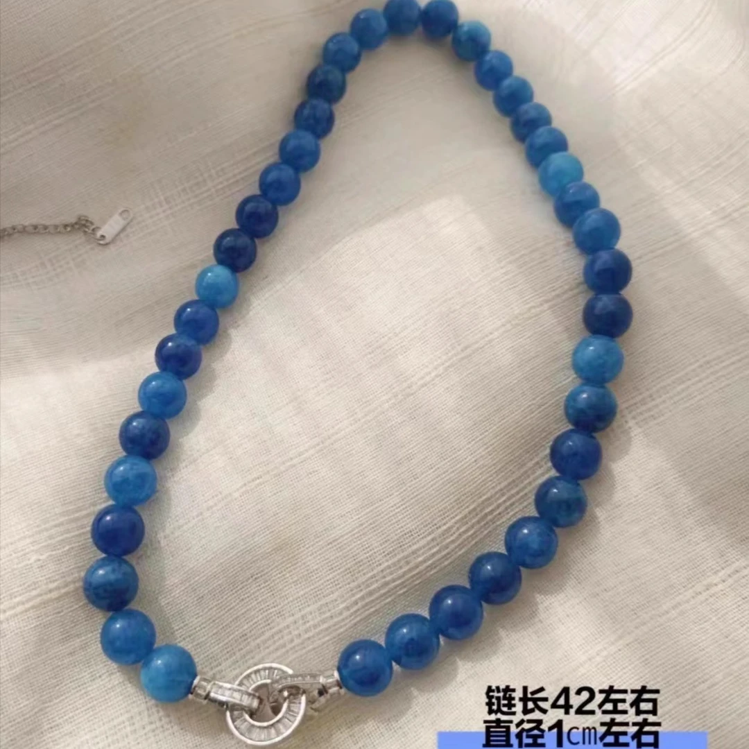 非金属玻璃项链 大萍子家 蓝色百搭单圈女款珠珠项链