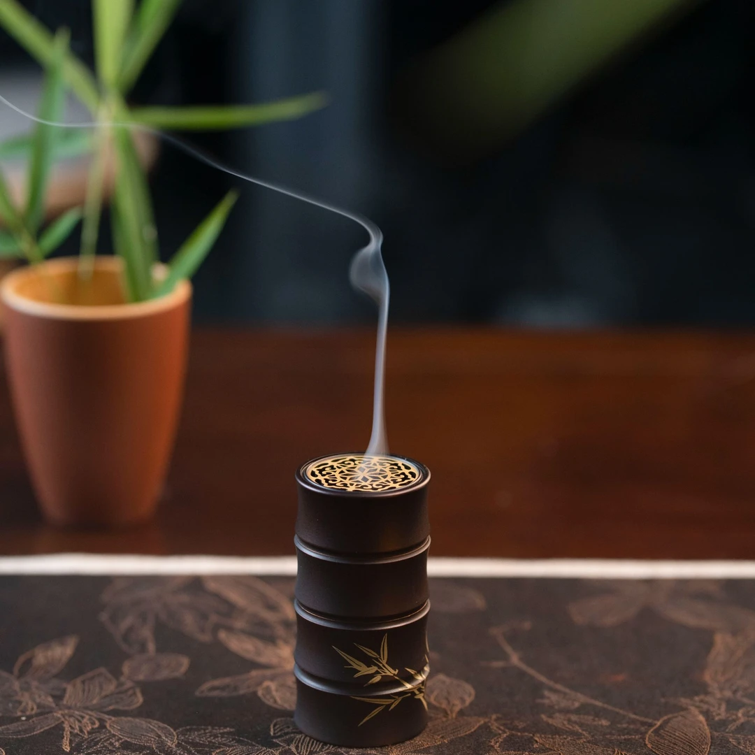 【香炉套装】随身便携直径铜制小香筒车载香炉禅意镂空书房