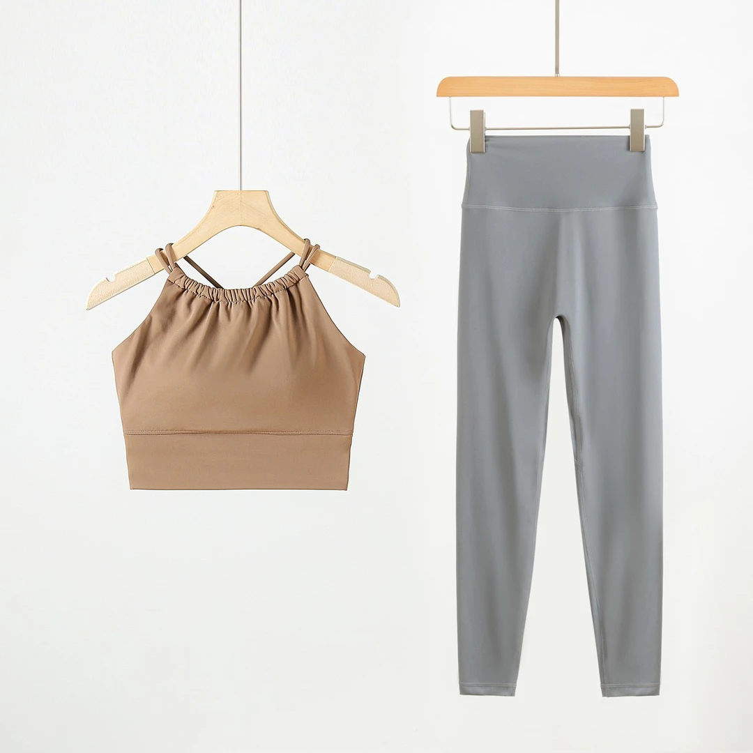 2023新款运动背心女套装防震高强度一体式健身背心跑步瑜伽背心