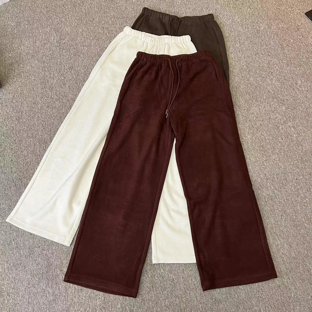 高货松紧腰休闲新款绵羊毛时尚抽绳宽松百搭直筒裤