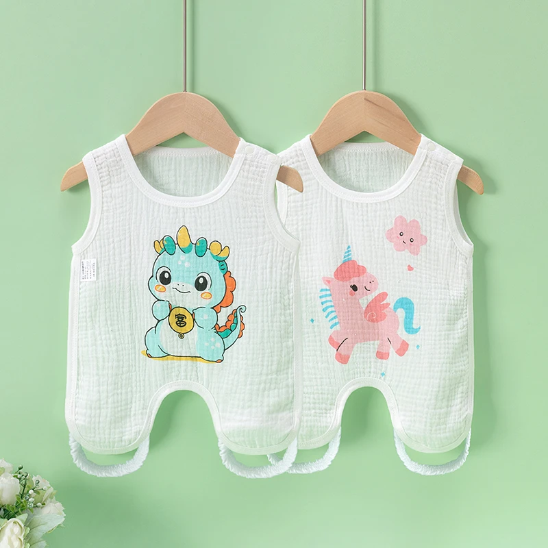 纱布半背肚兜婴儿夏季纯棉薄款宝宝背心式连腿护肚兜兜四季新生儿