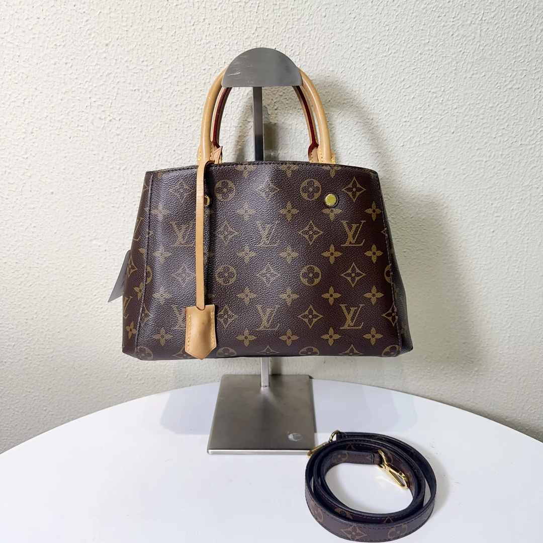 95新 LouisVuitton/路易威登 老花蒙田bb手提包