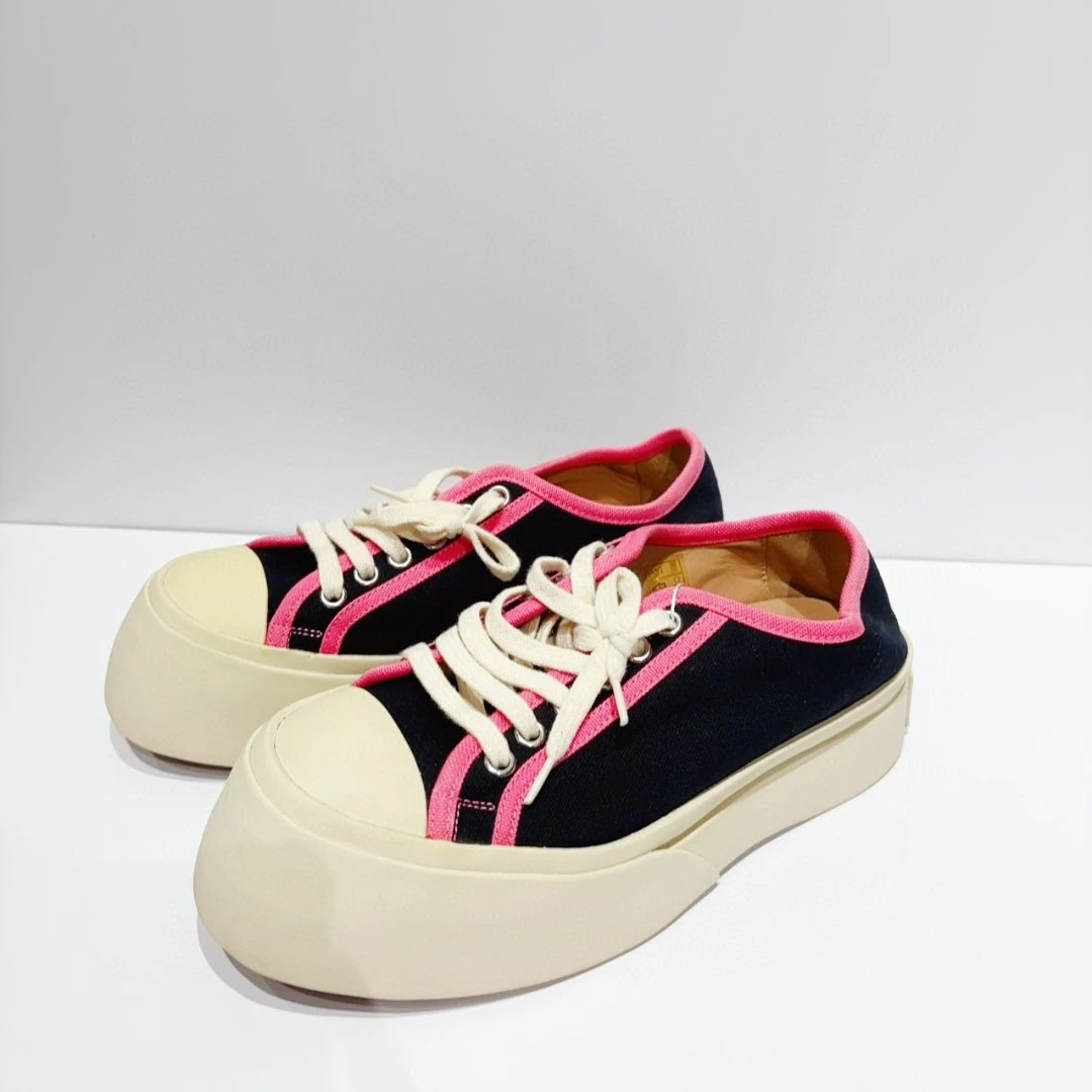 95新 MARNI 蔚蓝/大头厚底帆布鞋/36码/跟高3cm/LZ1007O996