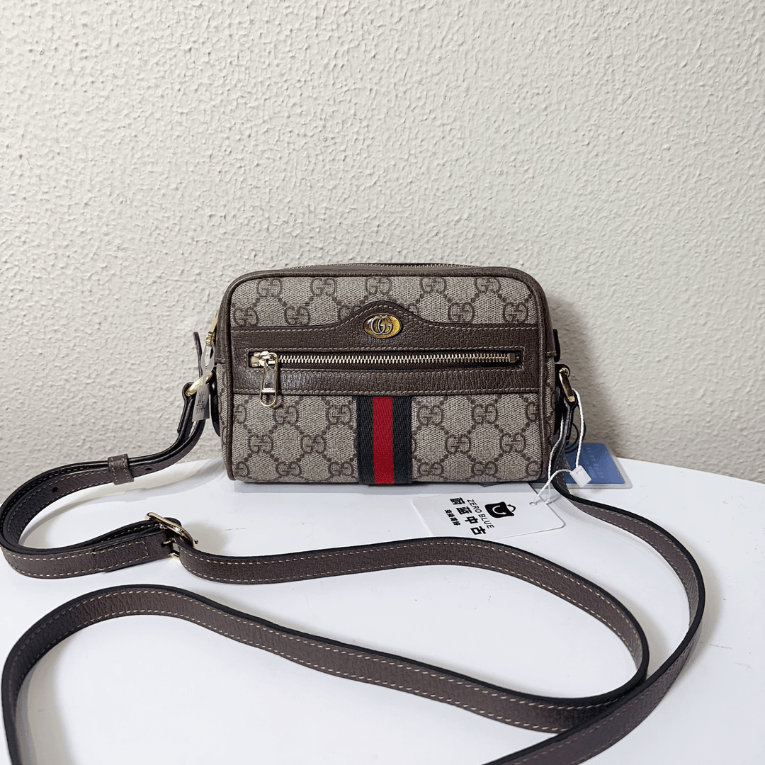 99新 GUCCI/古驰 老花拼色Ophidia相机包包