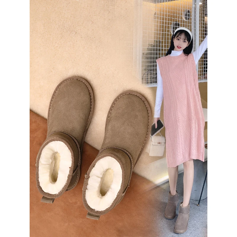 雪地靴女2024年新款洋气短筒加厚雪地棉鞋冬季加绒保暖窝窝面包鞋