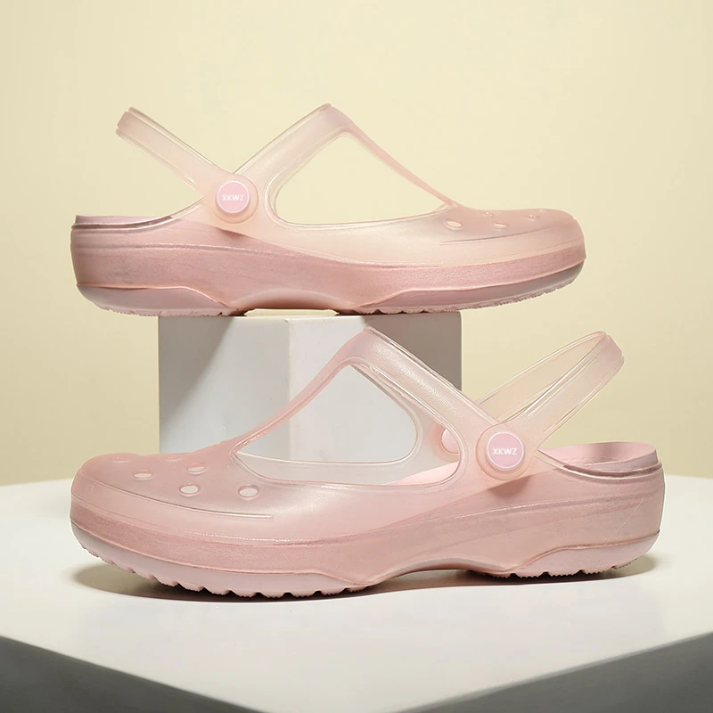 夏季新款洞洞鞋女凉鞋沙滩鞋女平底防水防滑孕妇包头凉拖鞋ins风