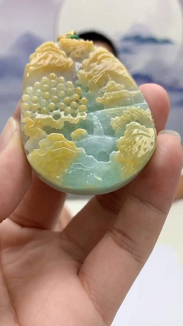 【闪购商品】定制翡翠未镶嵌5073bb-毛货挂件91