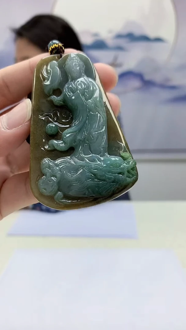 【闪购商品】定制翡翠未镶嵌4902bb-毛货挂件80