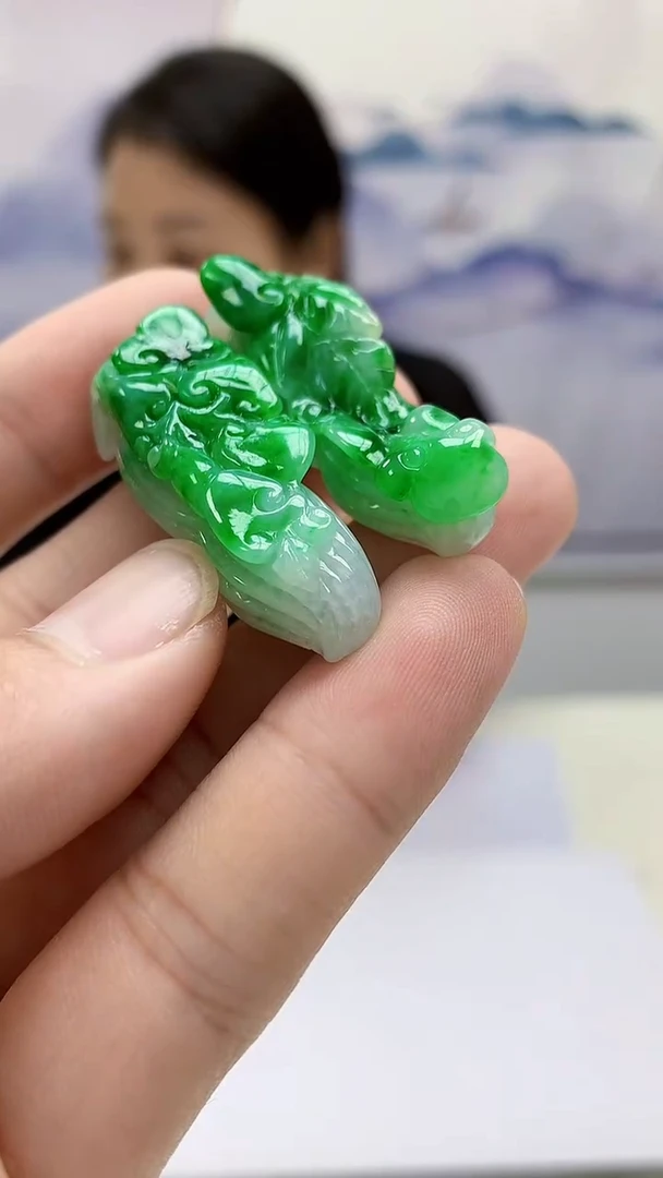 【闪购商品】定制翡翠未镶嵌4902bb-毛货花生一对65