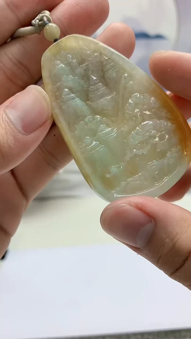 【闪购商品】定制翡翠未镶嵌5060bb-毛货挂件46