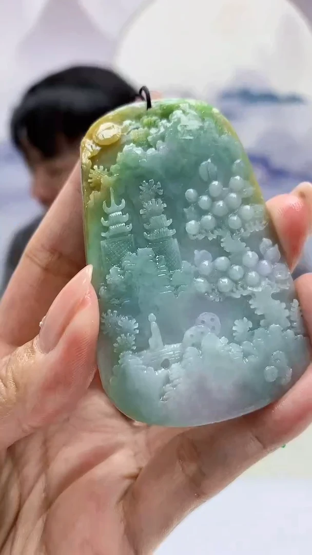 【闪购商品】定制翡翠未镶嵌5060MM-毛货挂件32