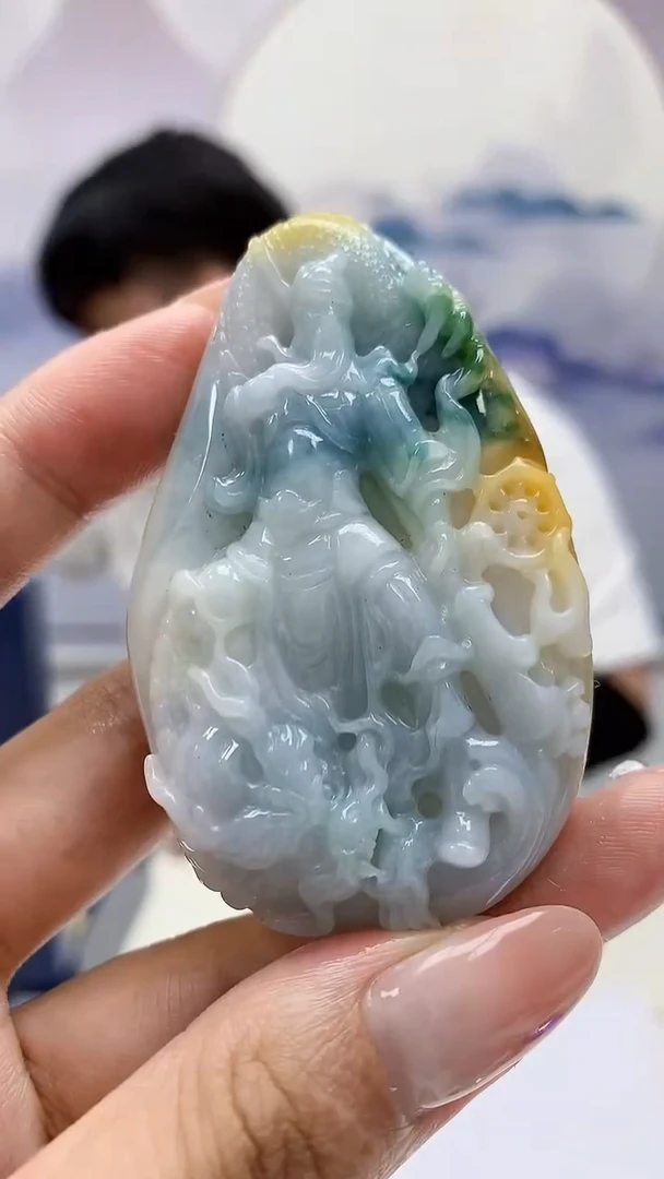 【闪购商品】定制翡翠未镶嵌5060MM-毛货挂件28