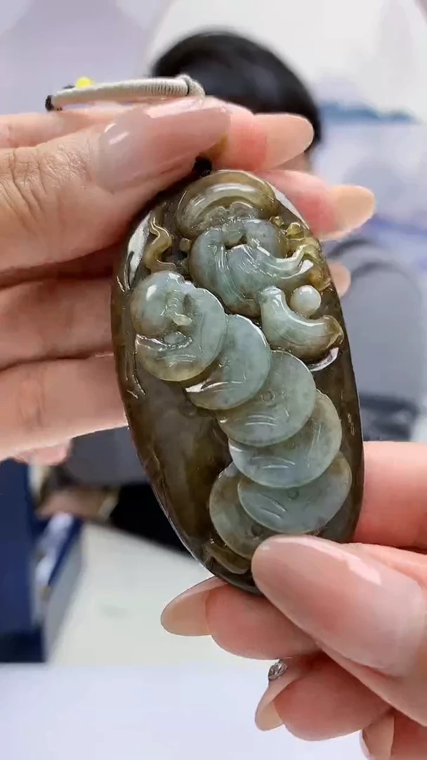 【闪购商品】定制翡翠未镶嵌5060MM-毛货挂件61