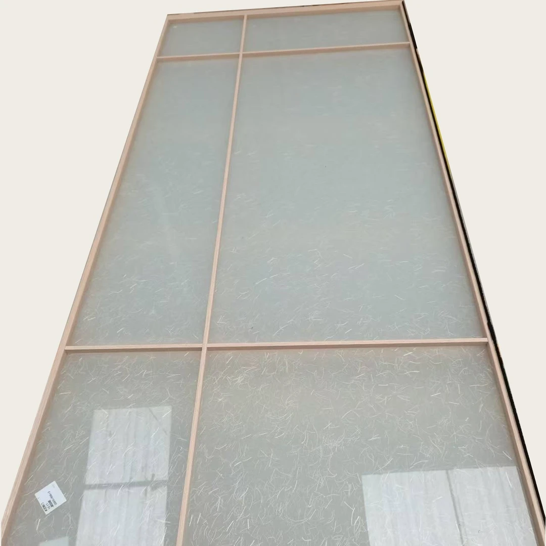 超白桔梗夹丝夹胶钢化玻璃推拉门