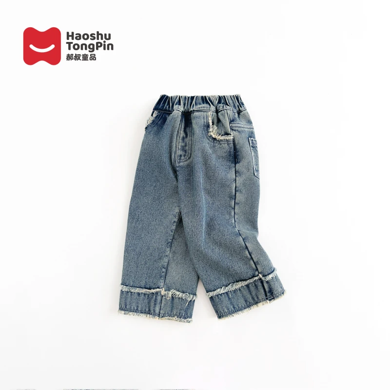 郝叔童品LF3350女童秋装2023新款加绒牛仔裤秋季小女孩裤子洋气
