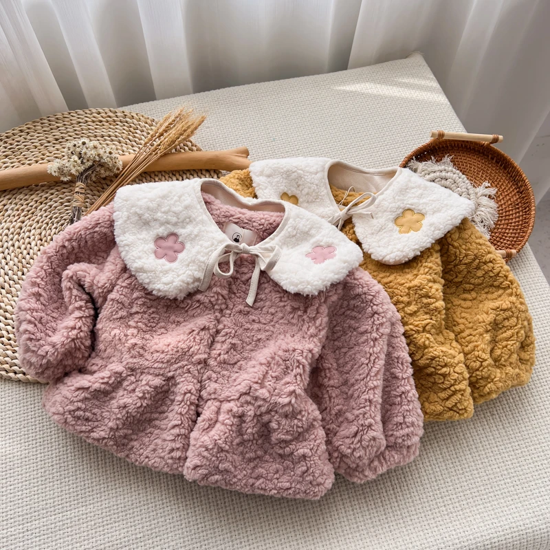 郝叔童品 DYY221 女童秋冬披肩领卫衣洋气宝宝加厚外套可爱上衣