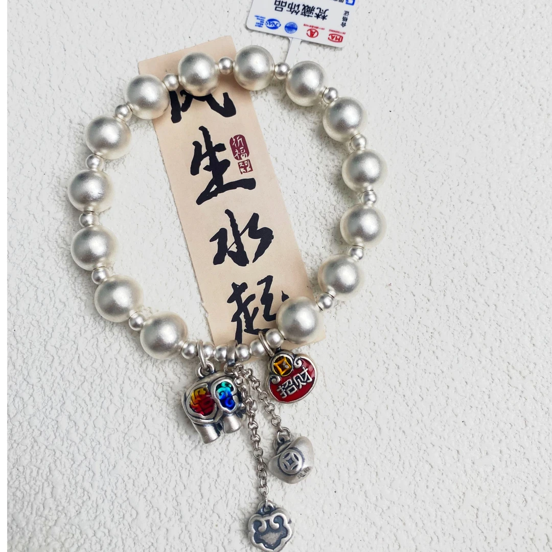 足银手链 足银999手链饰品，现场制作，手作商品展示图手工百搭银饰