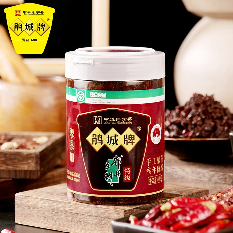 鹃城牌3年郫县豆瓣瓶装600g零添加传统手工制作鹃城豆瓣酱老字号