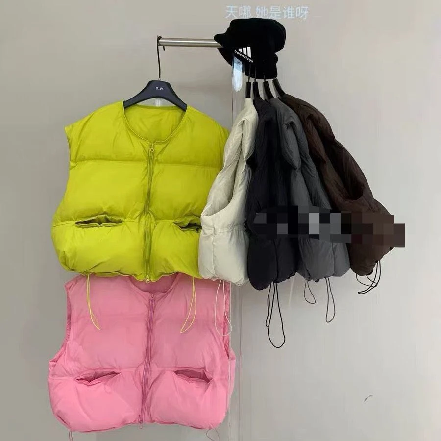 韩版宽松秋冬新款时尚坎肩羽绒服圆领白鸭绒马甲保暖洋气纯色马甲