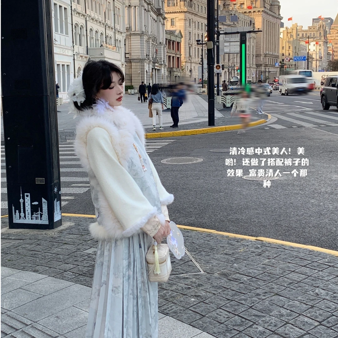 窗前雪 重工改良上衣新中式国风提花马面裙套装女冬