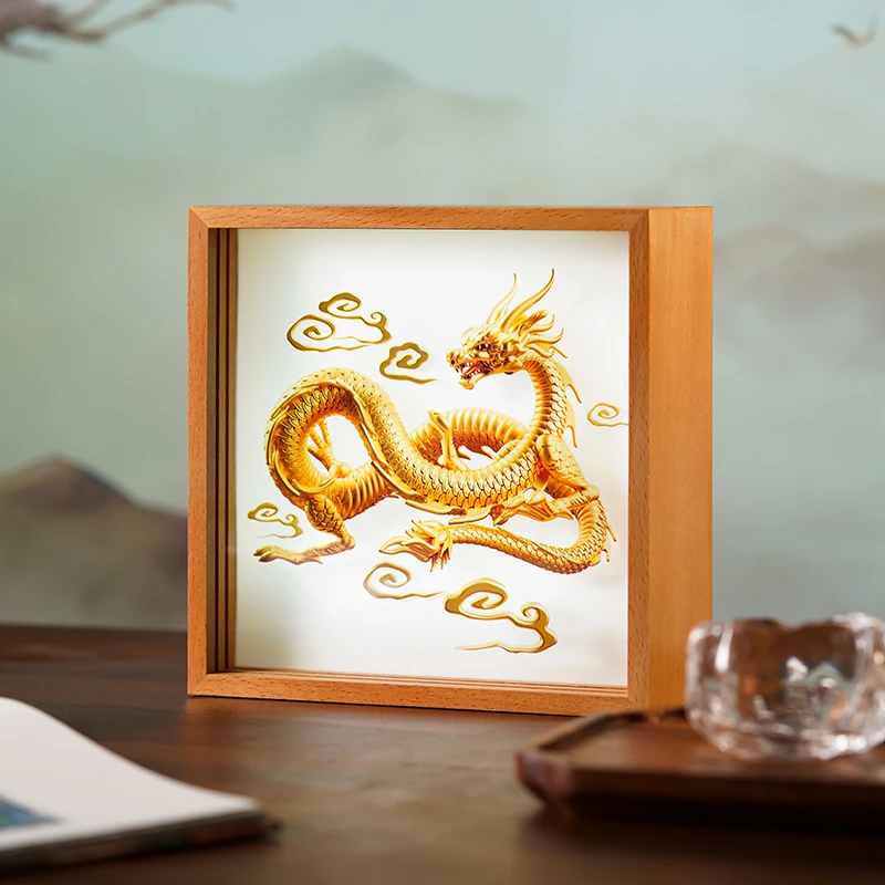 新中式小夜灯龙年生肖礼物桌面拍拍灯摆件金龙商务礼品乔迁礼物