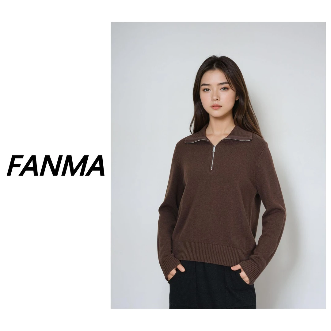 #纯羊毛# 女士立领拉链长袖羊毛衫 秋冬百搭针织衫 F200-A6985