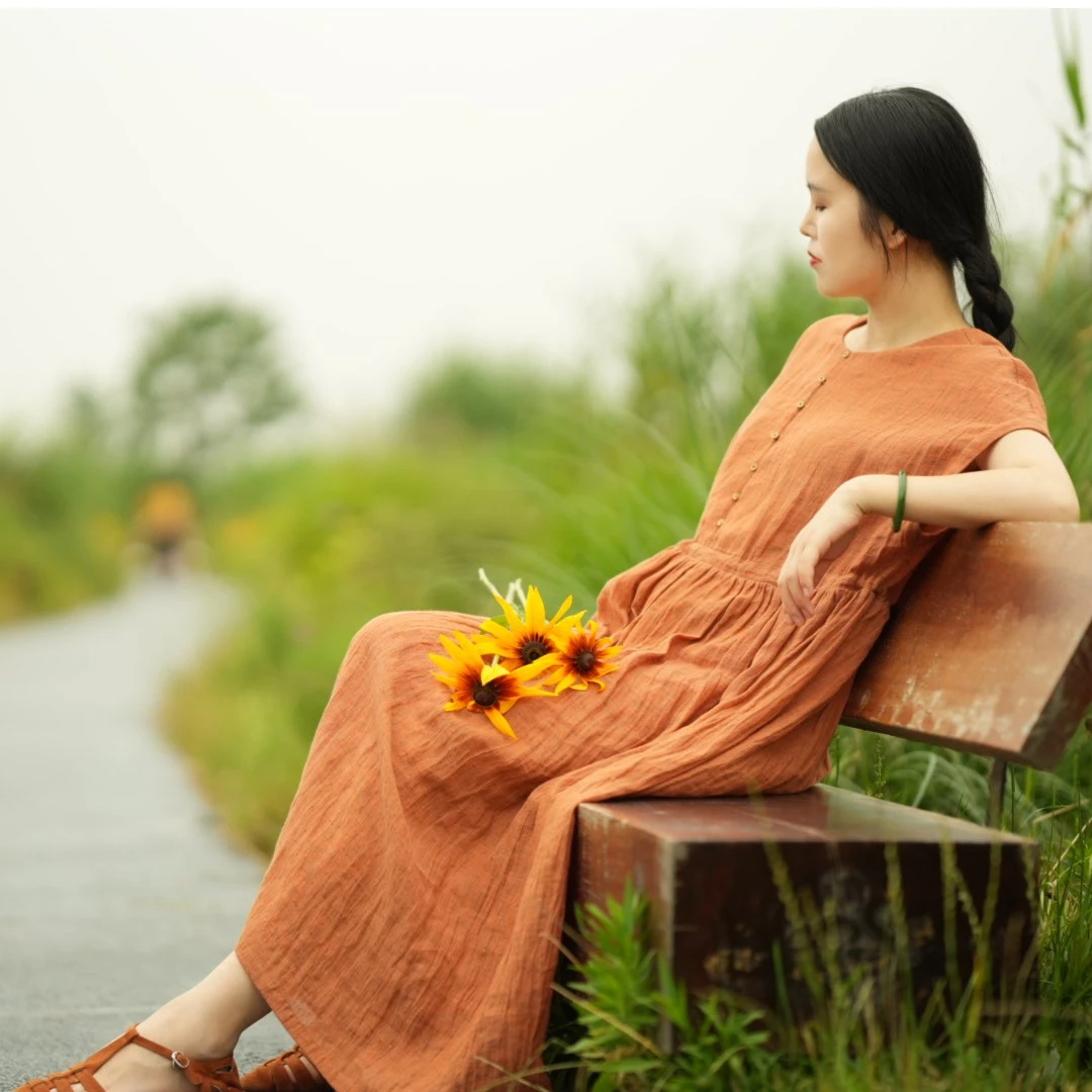 【石喃】原创宽松复古女装文艺连衣裙夏季【画中人】