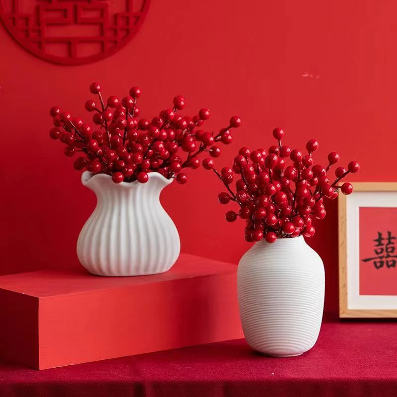 发财果红果仿真花假花摆件花瓶插花室内装饰乔迁现代婚庆装饰花艺