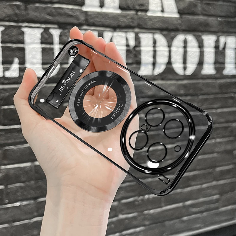 适用vivox200pro高级感超薄电镀无边框磁吸贴电镀支架手机壳