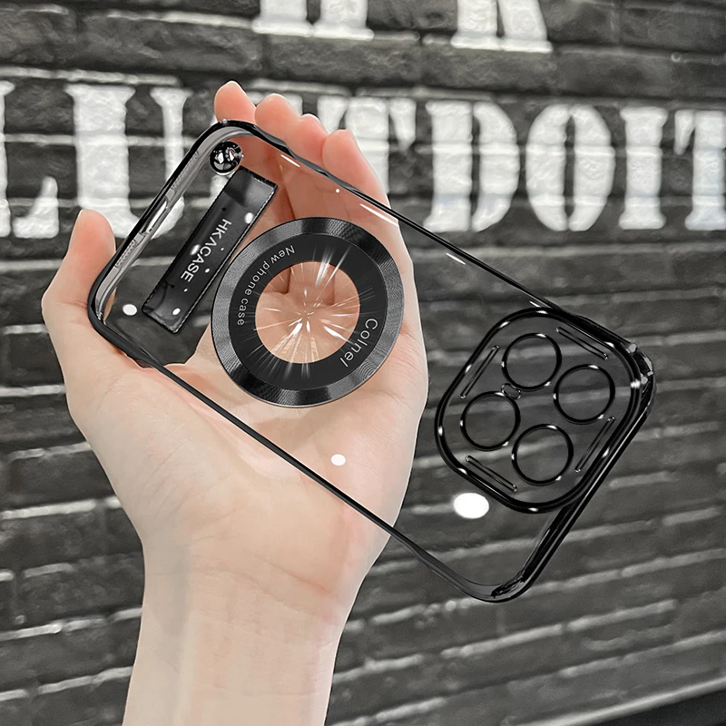 适用iqoo13/12/11/10系列高级感电镀无边框磁吸贴电镀支架手机壳