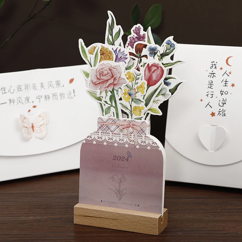 2024年创意异形小台历个性办公台历卡通计划周历实用立体耐用新年