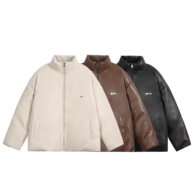 秋冬立领棉服男宽松抗风保暖纯色外套