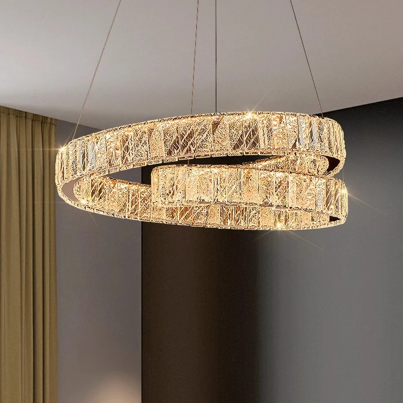 轻奢水晶吊灯客厅灯现代简约环形卧室灯设计师创意餐厅灯装饰灯