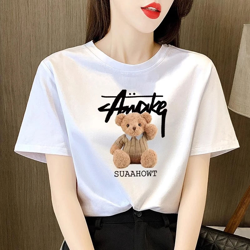 白色宽松短袖t恤女圆领2025春夏季新款韩版体恤百搭正肩上衣